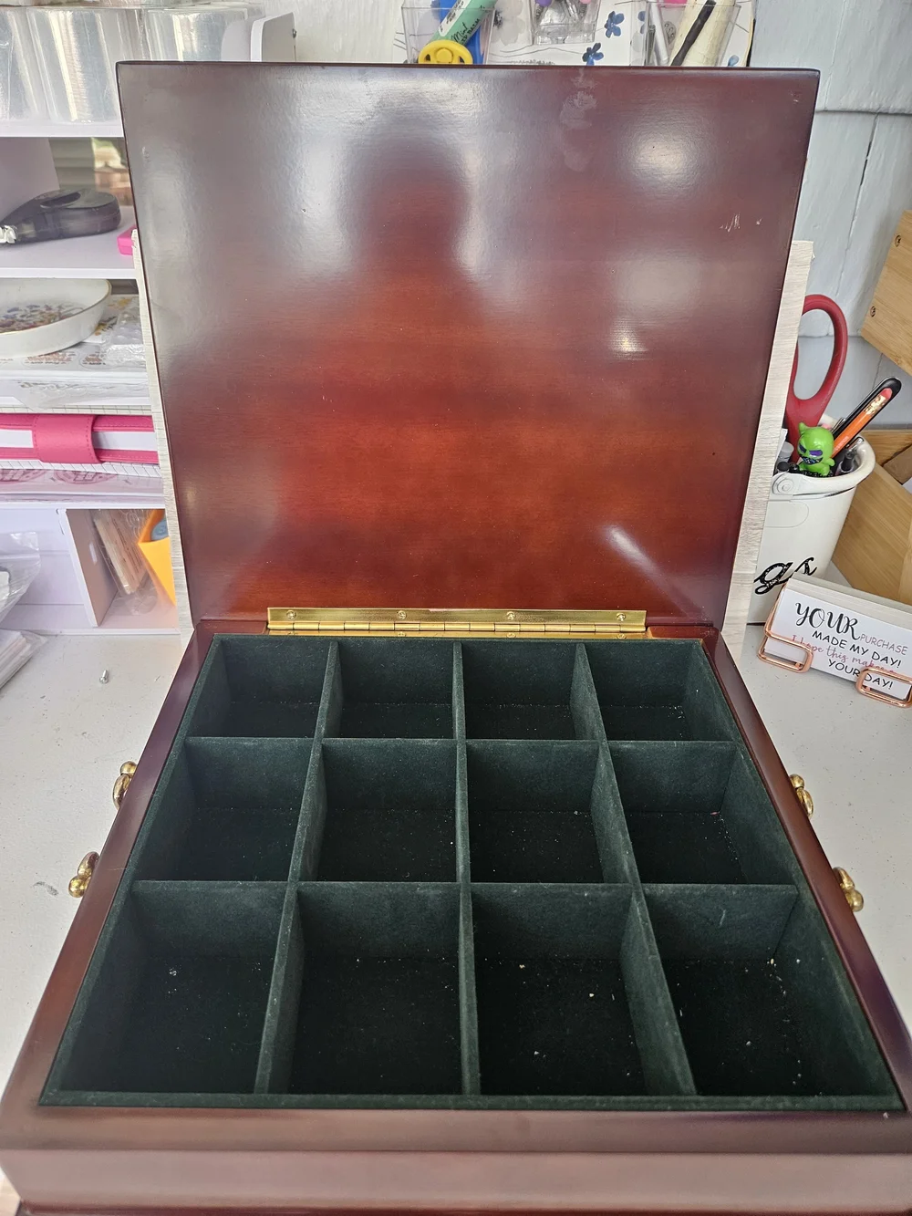 Vintage Bombay Co. Mahogany Tea Caddy Box 12 Felt Slots Watch Organizer 1995